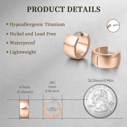 Orecchini cerchio spessi in titanio F136 grado impiantabile ipoallergenico Limerencia, orecchini huggie larghi e corposi G23 da donna per orecchie sensibili (colore oro)
