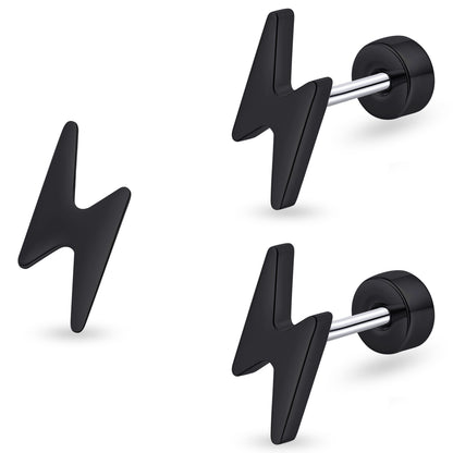 Limerencia Titanium Women Flatback Earrings,Lightning Bolt Stud Earrings|Cute and Fashionable Earrings Suitable for Both Men and Women,Suitable for Sensitive Ears