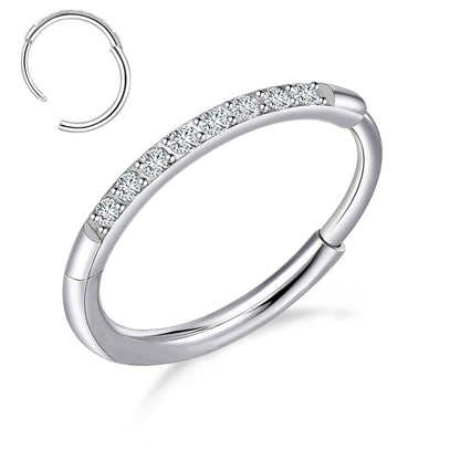 Aro nasal de titanio G23 Limerencia, aro nasal con circonita 8 mm / 10 mm | Arete de cartílago, anillo de septo, piercing para tragus, concha, hélice, daith y labio, joyería para mujer y hombre