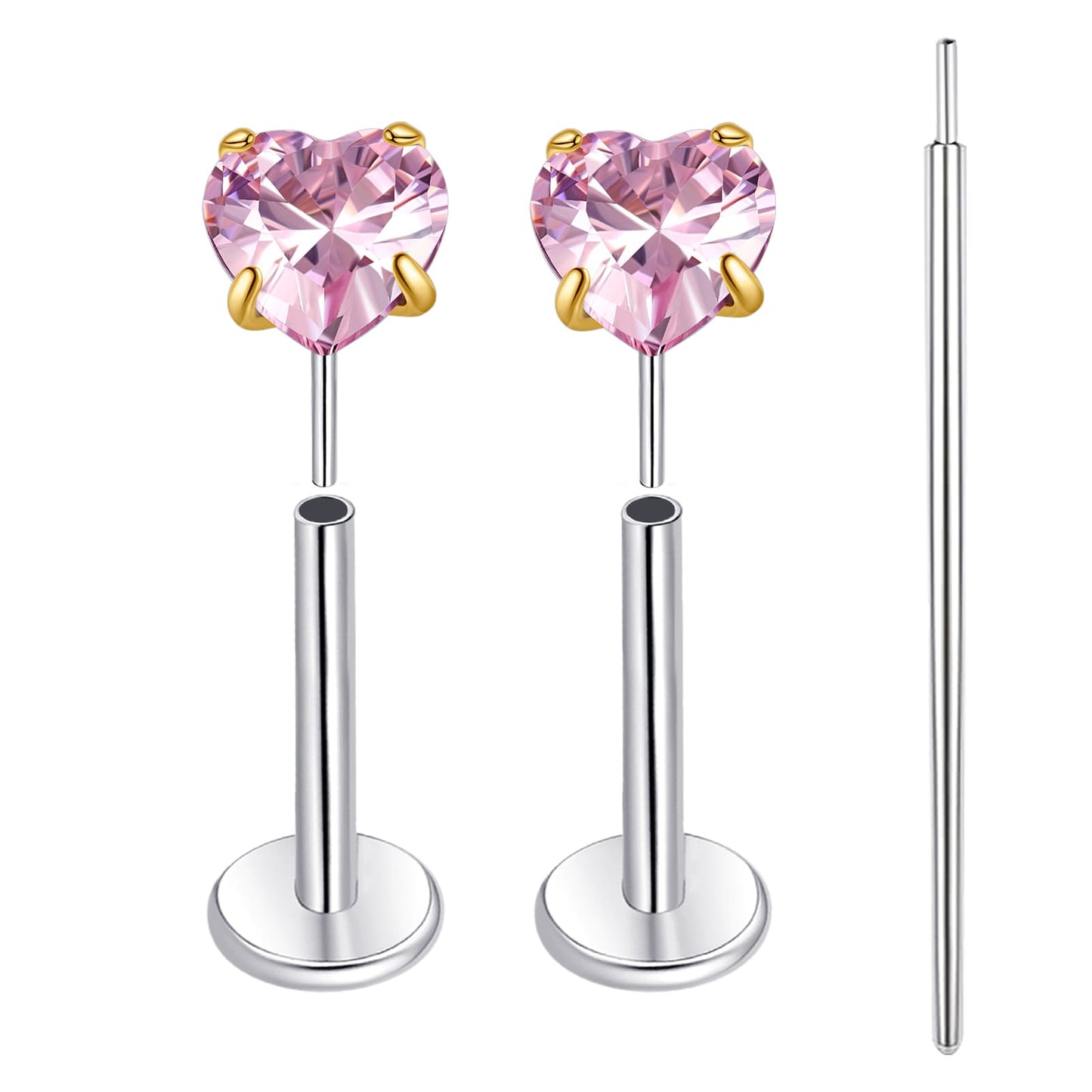 Limerencia Boucles d’oreilles à dos plat 18G, Titane G23, Piercing nez à insertion