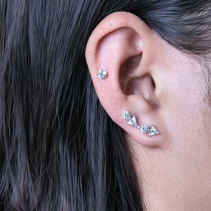 Limerencia Hypoallergenic G23 Implant Grade Titanium Screw Back Earrings Tragus 20G Helix F136 Piercing Post for Sensitive Ears Cartilage(Climber Crawler W)