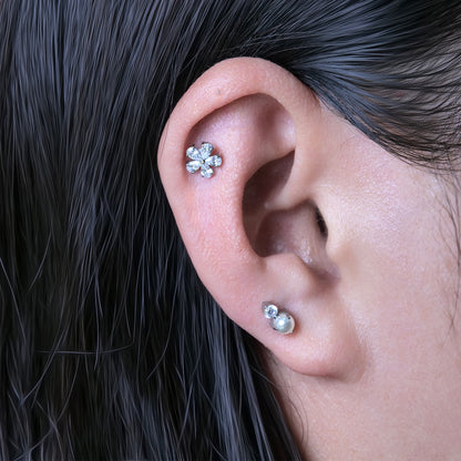 Limerencia Hipoalergénico G23 Titanio Grado Implante Pendientes de Rosca Tragus 20G Hélix F136 Poste de Perforación para Orejas Sensibles Cartílago (M2)