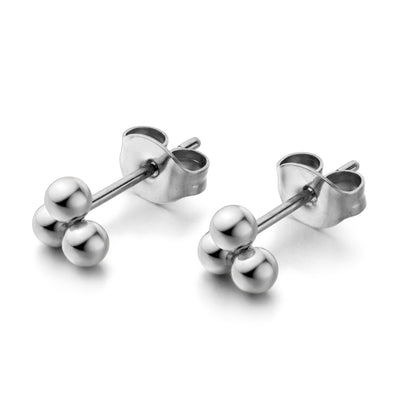 Limerencia G23 Reines Titan Hypoallergene Ohrringe | Winzige Trinity Kugelohrstecker | Minimalistisch, F136 Implantat-Qualität | Geeignet für empfindliche Ohren Zarter Schmuck (4mm, Silber)