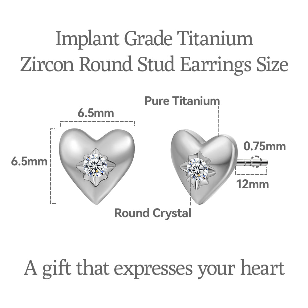 Limerencia G23 Pure Titanium Hypoallergenic Earrings, F136 Implant Grade Titanium Studs Suitable for Sensitive Ears Delicate Jewelry (Love Heart, Gold)