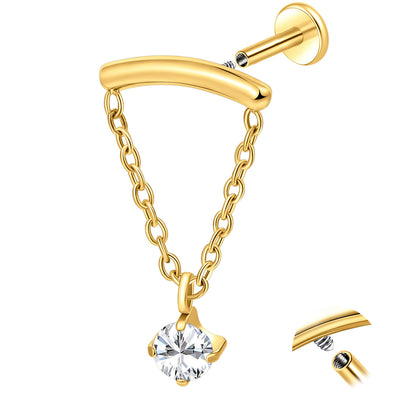 Limerencia 18G Titan-Ohrschmuck mit Innengewinde und flachem Verschluss für Damen, 1 Stück Hängepiercing mit Kette für Helix, hypoallergen, 6mm/8mm Knorpelstecker geeignet für Tragus, Conch und Ohrläppchen