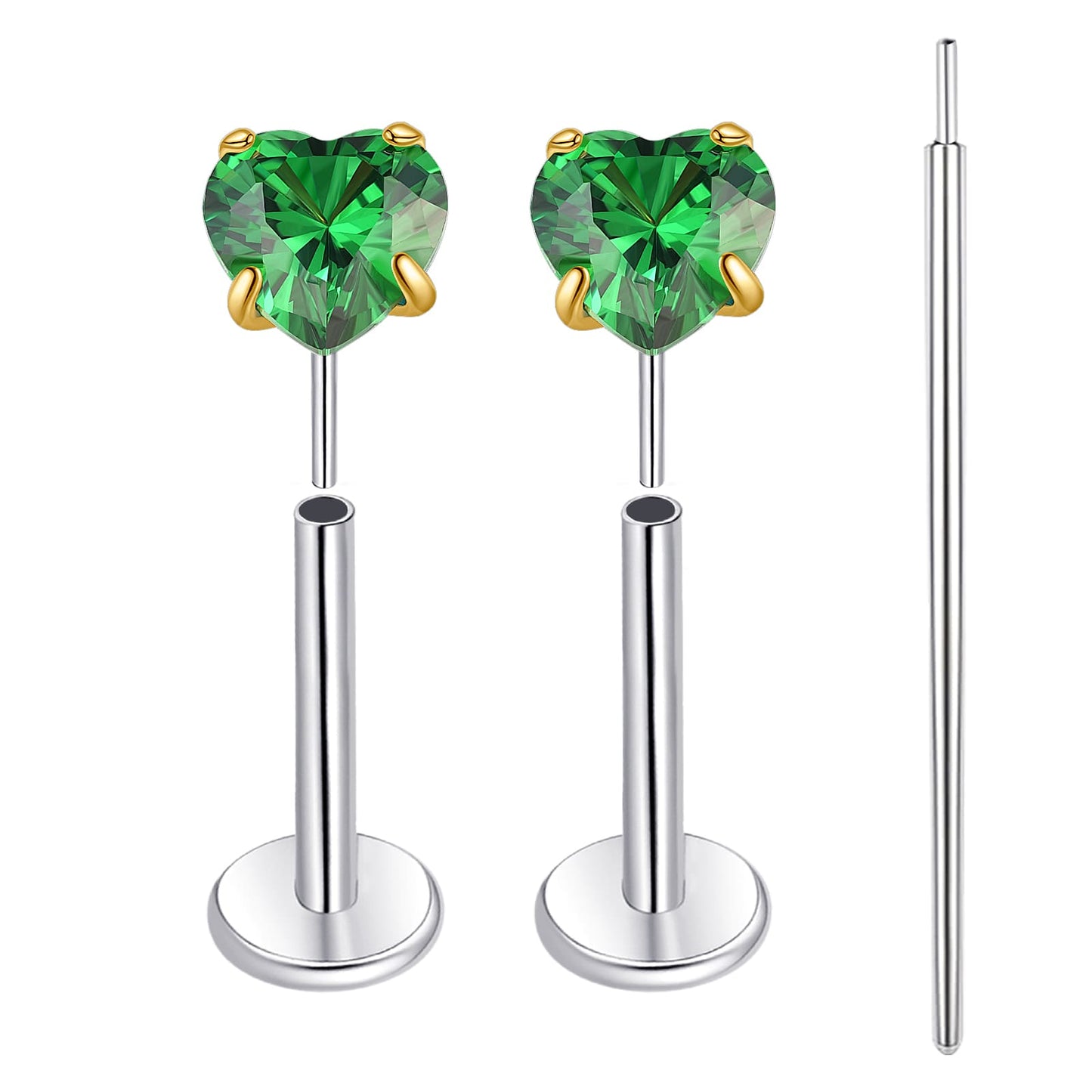 Limerencia Boucles d’oreilles à dos plat 18G, Titane G23, Piercing nez à insertion