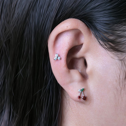 Limerencia Hypoallergene G23 Implantatqualität Titan Schraubverschluss Ohrringe Tragus 20G Helix F136 Piercingstecker für empfindliche Ohren Knorpel (rote Kirsche)