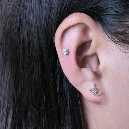 Limerencia Pendientes Hipoalergénicos de Titanio G23 de Grado Implante con Cierre de Rosca para Tragus 20G Hélice Poste de Piercing F136 para Orejas Sensibles Cartílago (escorpio)
