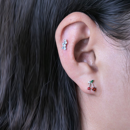 Limerencia Hypoallergene G23 Implantatqualität Titan Schraubverschluss Ohrringe Tragus 20G Helix F136 Piercingstecker für empfindliche Ohren Knorpel (rote Kirsche)