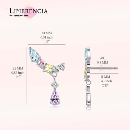 Limerencia 低アレルギー性チタン インプラントグレード クライマークローラースタッド, G23 小粒キュービックジルコニア ピアス 女性用 敏感な耳に / カラフル CZ クローラー