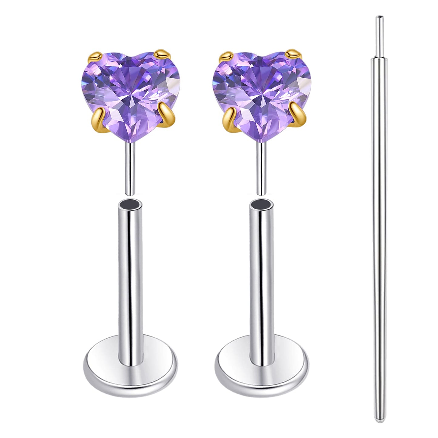 Limerencia Boucles d’oreilles à dos plat 18G, Titane G23, Piercing nez à insertion