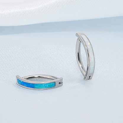 Anello ombelicale Limerencia 14G in titanio G23 con zircone a goccia piccolo, gioiello piercing ombelicale filettato interno 10 mm (10 mm, cerchio curvo opale bianco)