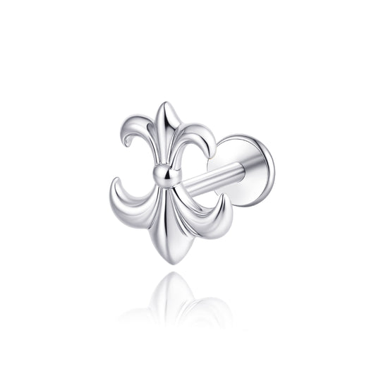 limerencia 20G Hypoallergenic Flat Back Push Pin Earring,Titanium Conch Nose Helix Tragus Piercing Jewelry for Women men,Implant Grade Threadless Press Fit Stud Earring(1pc)/fleur-de-lis