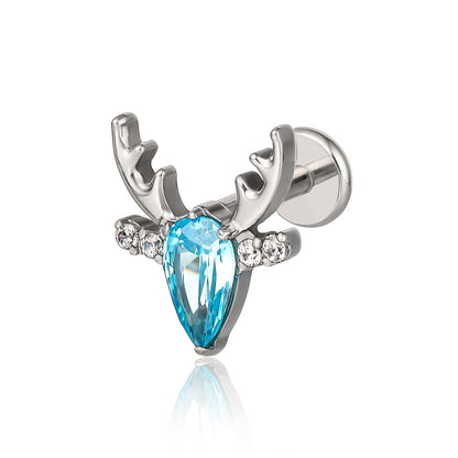 limerencia Hypoallergene Titan ASTM F136-18G 6mm 8mm 10mm Flachrücken-Stecker mit Innengewinde Ohrring Piercing Schmuck für Tragus Helix Conch Knorpel Nase Lippe (Hirsch 1 Stk.)