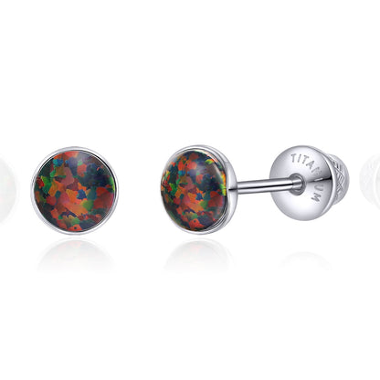 Boucles d'oreilles titane Limerencia, clous d'oreilles opale blanc/bleu/noir, grade implant F136, adaptés aux oreilles sensibles hommes et femmes