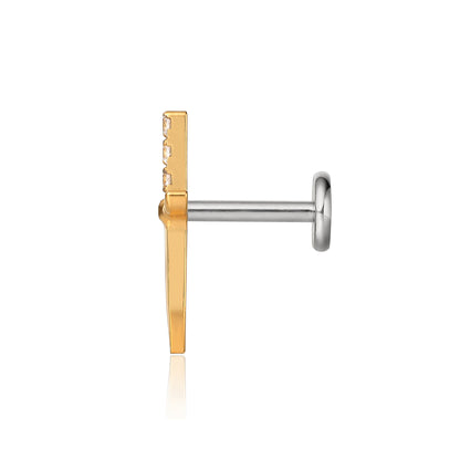 Limerencia Clou de piercing motif poignard en titane hypoallergénique ASTM F136, calibre 18G 6mm/8mm/10mm, dos plat à filetage interne, pour tragus, hélix, conque, cartilage, nez et lèvre (1 pièce)