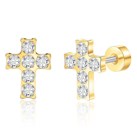 Pendientes de titanio Limerencia – pendientes hipoalergénicos para mujer y hombre con orejas sensibles – joyería minimalista, piercing de cartílago con tornillo plano en forma de cruz
