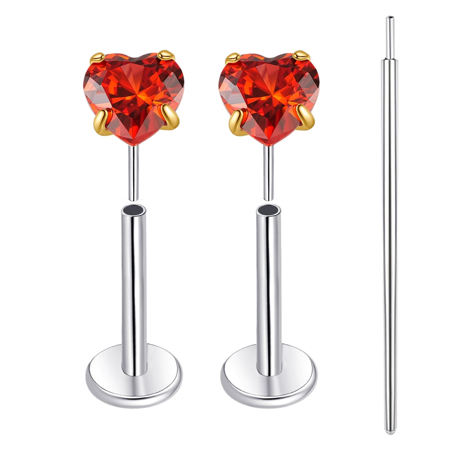 Limerencia Boucles d’oreilles à dos plat 18G, Titane G23, Piercing nez à insertion