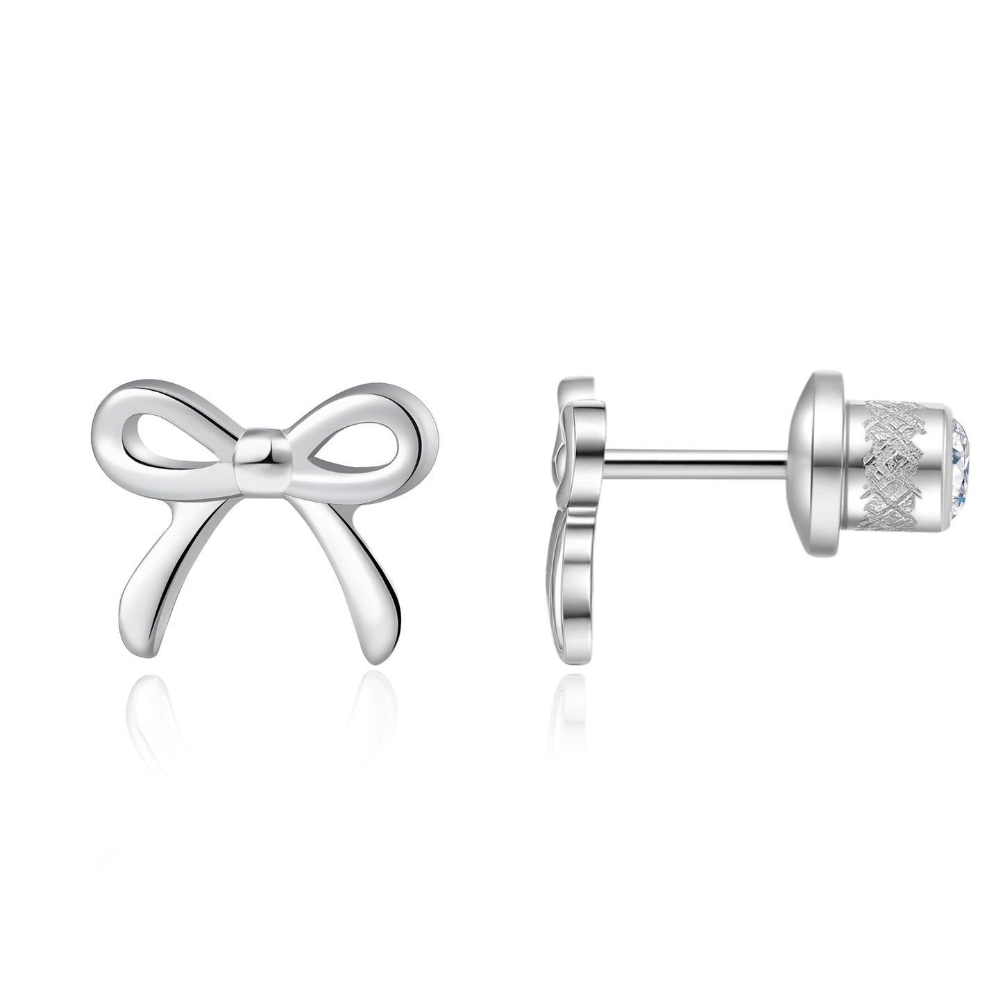 Limerencia Schleifen-Ohrstecker, F136-Titan kleine Schleifenohrstecker, süße Mini-Schleifenstecker in Gold- und Silberfarbe, ideal für Jugendliche und empfindliche Ohren