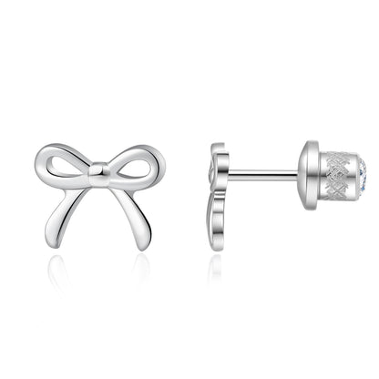 Limerencia Schleifen-Ohrstecker, F136-Titan kleine Schleifenohrstecker, süße Mini-Schleifenstecker in Gold- und Silberfarbe, ideal für Jugendliche und empfindliche Ohren