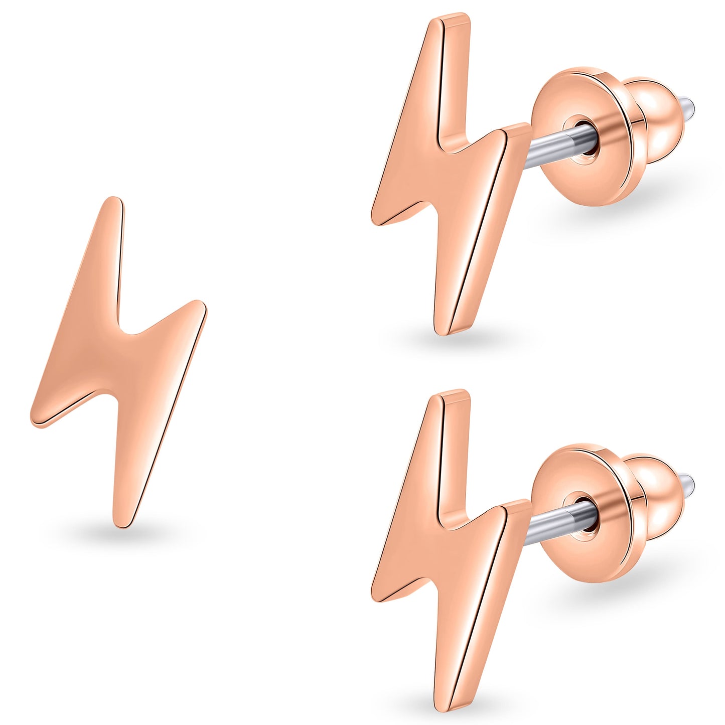Limerencia Titanium Women Flatback Earrings,Lightning Bolt Stud Earrings|Cute and Fashionable Earrings Suitable for Both Men and Women,Suitable for Sensitive Ears