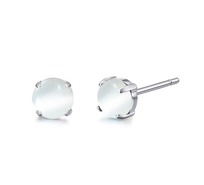 Limerencia Pure Titanium Hypoallergenic Earrings，5mm Cat's Eye stone Stud Earrings, Implant Grade|Delicate Jewelry For Sensitive Ears