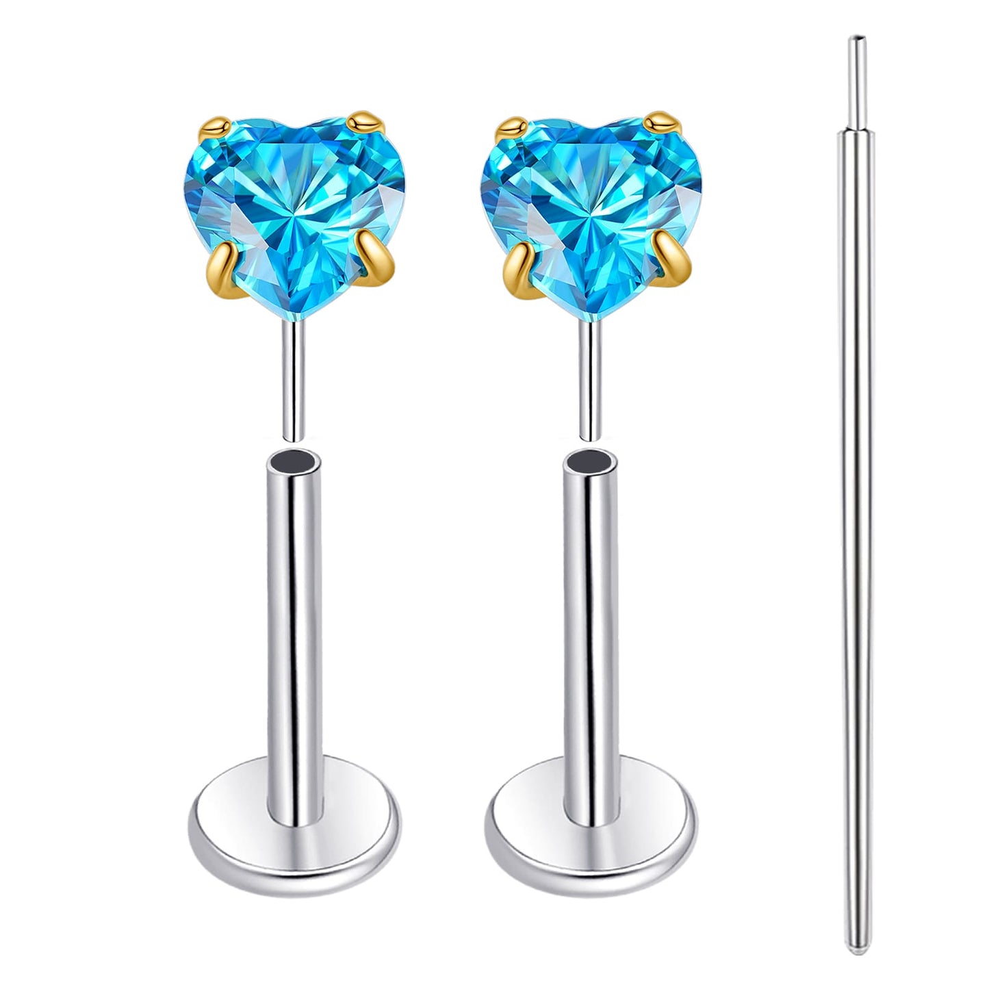 Limerencia Boucles d’oreilles à dos plat 18G, Titane G23, Piercing nez à insertion