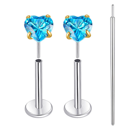 Limerencia Boucles d’oreilles à dos plat 18G, Titane G23, Piercing nez à insertion