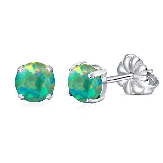 Limerencia G23 Aretes Hipoalergénicos de Titanio Puro, Aretes de Ópalo/Piedra Lunar/Ojo de Gato/Turquesa Azul, Grado Implante F136|Joyería Delicada para Orejas Sensibles (5mm, Verde)