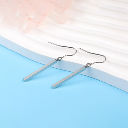 Limerencia Pendientes Colgantes de Barra Vertical de Titanio Puro, Pendientes Colgantes Ligeros Hipoalergénicos para Mujeres con Orejas Sensibles (30 mm, gris brillante)