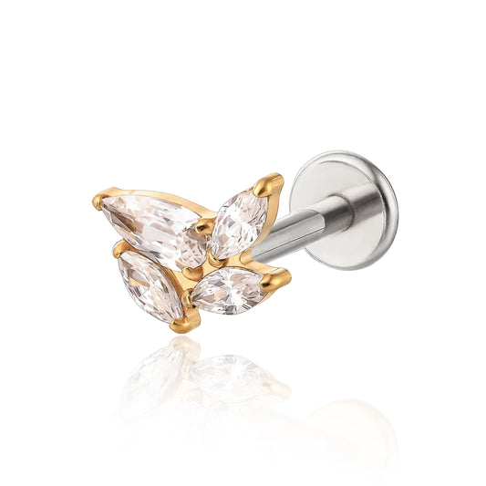 Limerencia Piercing Mulino a Vento in Titanio ASTM F136 18G, Orecchino a Perno Retro Piatto con Filettatura Interna 6mm 8mm 10mm per Trago, Helix, Conchiglia, Cartilagine, Naso e Labbro – 1 Pezzo