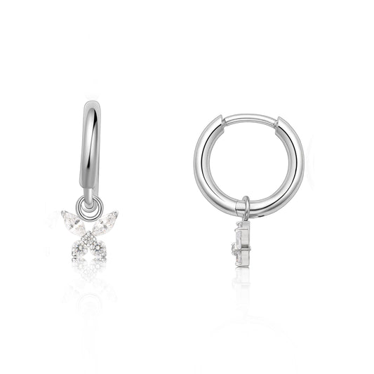 Orecchini huggie pendenti leggeri in titanio puro ipoallergenico Limerencia donna, stile barra verticale, croce, luna e fulmine, orecchini delicati con farfalla in zircone