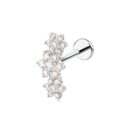 limerencia F136 Titan Hypoallergener Piercingschmuck 18G 6mm 8mm 10mm Flacher Rücken Innen Gewinde Implantatqualität Ohrstecker Blumen Ohrringe für Knorpel, Tragus, Helix, Conch, Nase, Lippe (1 Stück)