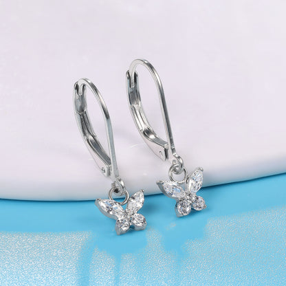 Limerencia G23 Titanium Leverback Earrings Dangle Drop Earrings for Women Fashion F136 Titanium Earrings Hypoallergenic Jewelry Gift--butterfly