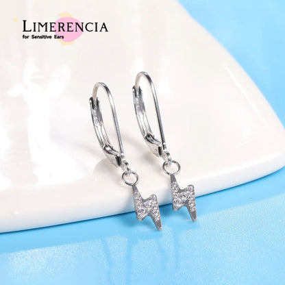 Boucles d’oreilles Limerencia à fermoir levier en titane G23, boucles pendantes goutte pour femme, boucles mode en titane F136, bijou hypoallergénique cadeau – motif éclair