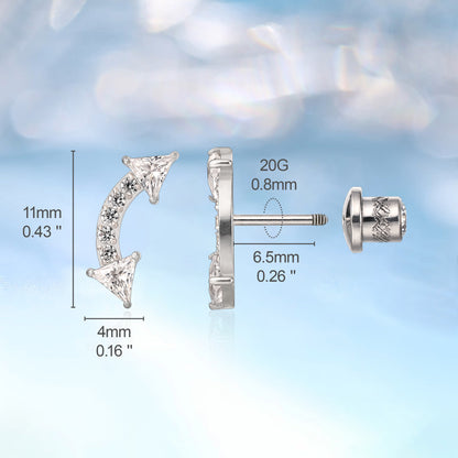 Limerencia Hypoallergenic G23 Implant Grade Titanium Screw Back Earrings Tragus 20G Helix F136 Piercing Post for Sensitive Ears Cartilage(Climber Crawler)
