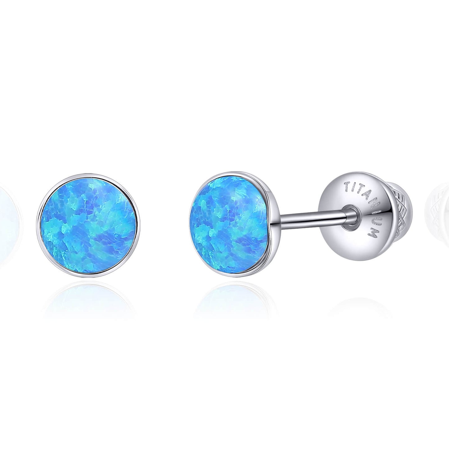 Boucles d'oreilles titane Limerencia, clous d'oreilles opale blanc/bleu/noir, grade implant F136, adaptés aux oreilles sensibles hommes et femmes