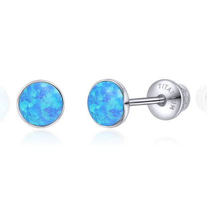 Boucles d'oreilles titane Limerencia, clous d'oreilles opale blanc/bleu/noir, grade implant F136, adaptés aux oreilles sensibles hommes et femmes
