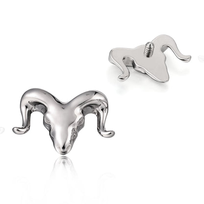 Gioiello piercing in titanio ipoallergenico ASTM F136 Limerencia, borchia filettata interna fondo piatto 18G 6mm 8mm 10mm, adatto per trago, elica, conca, cartilagine, naso e labbra (1 pezzo) (Testa di toro)