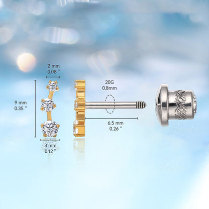 Limerencia Hypoallergene G23 Implantatqualität Titan Schraubverschluss Ohrringe Tragus 20G Helix F136 Piercingstecker für empfindliche Ohren Knorpel (Climber Crawler)