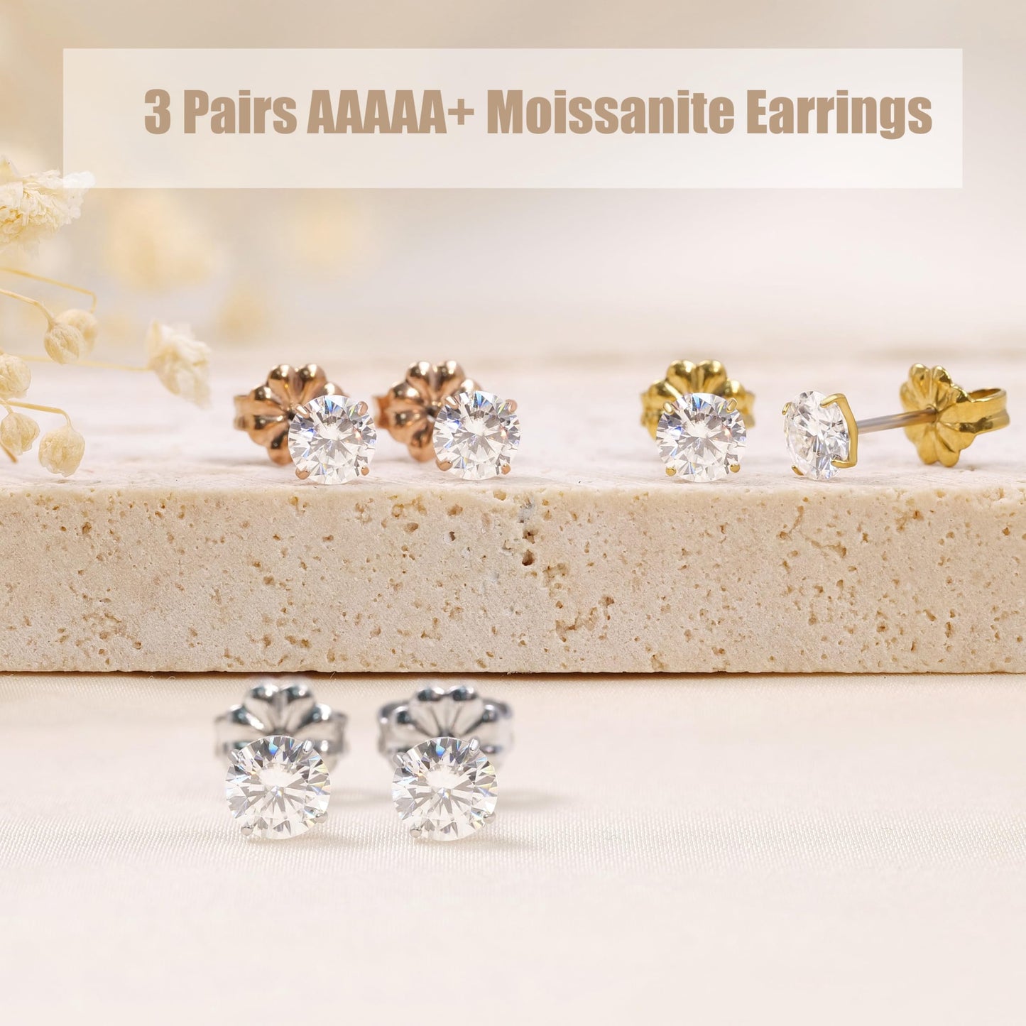 Moissanite Stud Earrings for Women, F136 Pure Titanium Earrings for Men | Hypoallergenic Earrings Stud, Ideal for Daily Wear, Weddings, Anniversaries