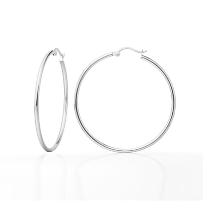 Boucles d'oreilles anneaux en titane TitanHeart hypoallergéniques - Grand anneau léger en titane pur médical grade G23 pour femmes aux oreilles sensibles (30mm)
