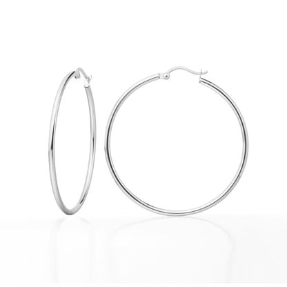 TitanHeart Titan-Creolen Hypoallergen – Reines Implantat-Titan G23 Leichte Große Creolen für Damen mit empfindlichen Ohren 