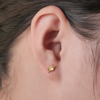 Limerencia Hypoallergene G23 Implantatqualität Titan Schraubverschluss Ohrringe Tragus 20G Helix F136 Piercingstecker für empfindliche Ohren Knorpel (Sonne)