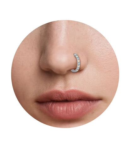 limerencia Nose Ring Hoop, Titanium Nose Ring for Women Men--Turquoise+Opal CZ