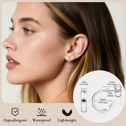 Limerencia Hypoallergenic G23 Pure Titanium Post Thin Square Edge Open Hoop | F136 Imlant Grade Womens Dainty Hoop Earrings | Lightweight for Sensitive Ears (8 mm, Gold)