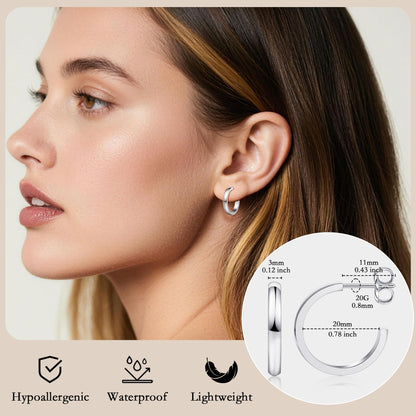 Limerencia Hypoallergenic G23 Pure Titanium Post Thin Square Edge Open Hoop | F136 Imlant Grade Womens Dainty Hoop Earrings | Lightweight for Sensitive Ears (8 mm, Gold)