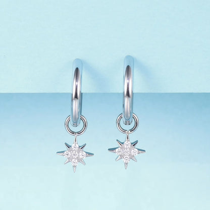 Orecchini huggie pendenti leggeri in titanio puro ipoallergenico Limerencia femminili, design barra verticale, croce, luna e fulmine, orecchini delicati con zircone a stella