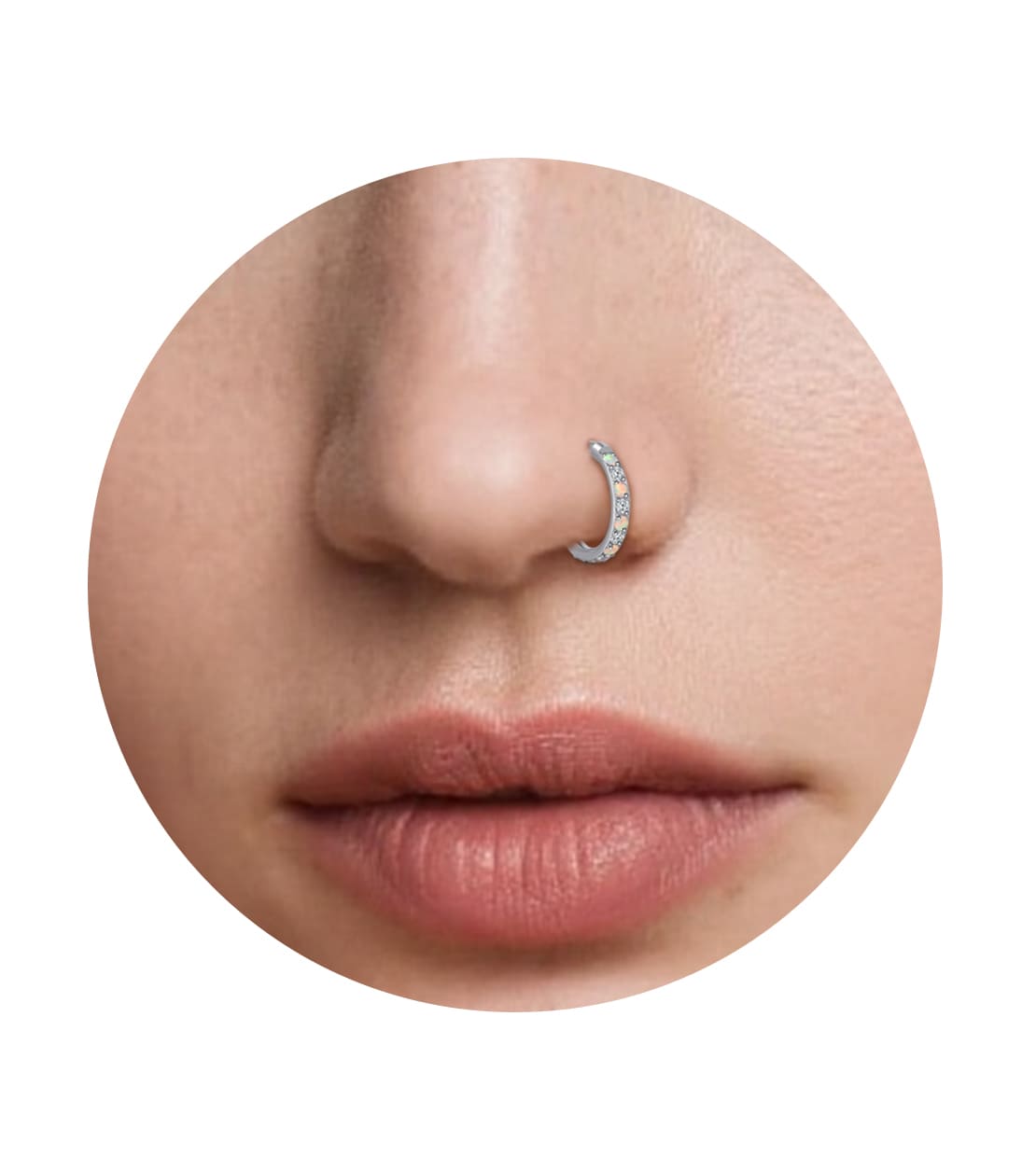 limerencia Nose Ring Hoop, Titanium Nose Ring for Women Men--Turquoise+Opal CZ