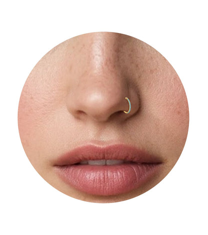 limerencia Nose Ring Hoop, Titanium Nose Ring for Women Men--Turquoise+Opal CZ